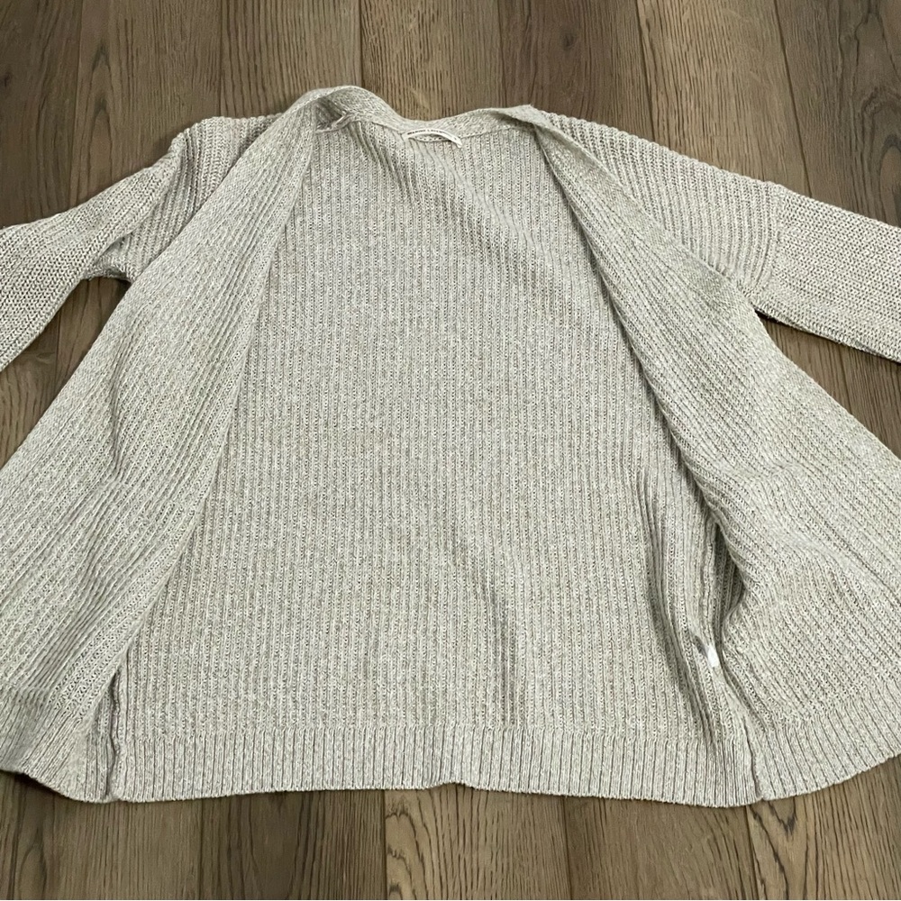Marine Layer Knit Open Front‎ Cardigan Cream/Tan Linen Blend